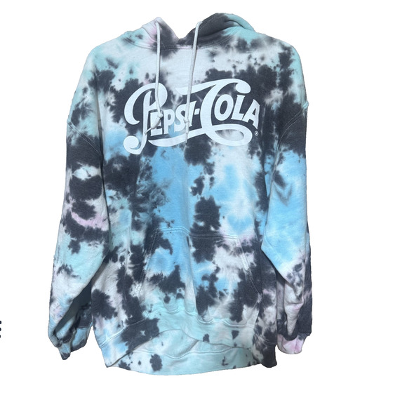 Tie Dye Pepsi Cola Hoodie Womens L sweatshirt grunge skate streetwear fleece